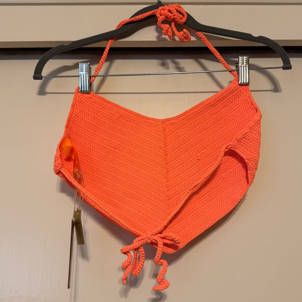SKIMS Crochet Swim Handkerchief Top - Neon Orange - Picture 5 of 6